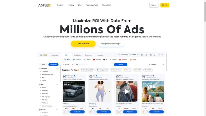 Adflex Ad Intelligence - 全网广告情报库，精确灵活获取广告情报