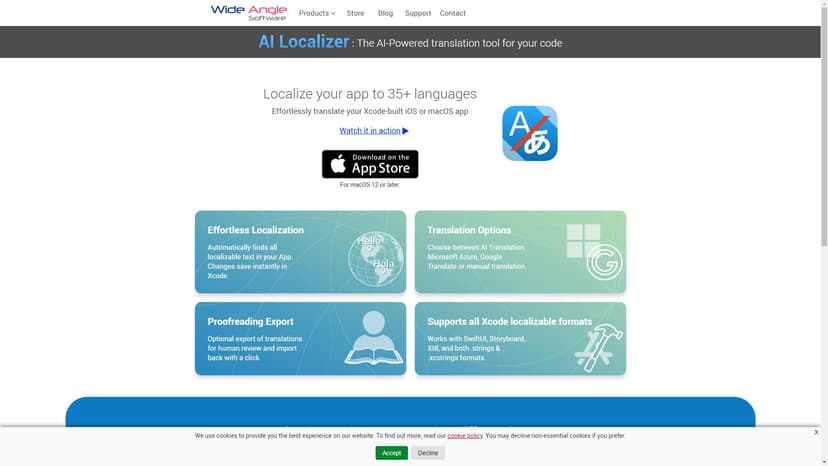 AI Localizer - AI Localizer 是一款基于人工智能的自动化翻译工具，能够为你的 Xcode 项目添加多种语言支持。只需几步，你就能将你的应用程序轻松地翻译成多达37种不同的语言。