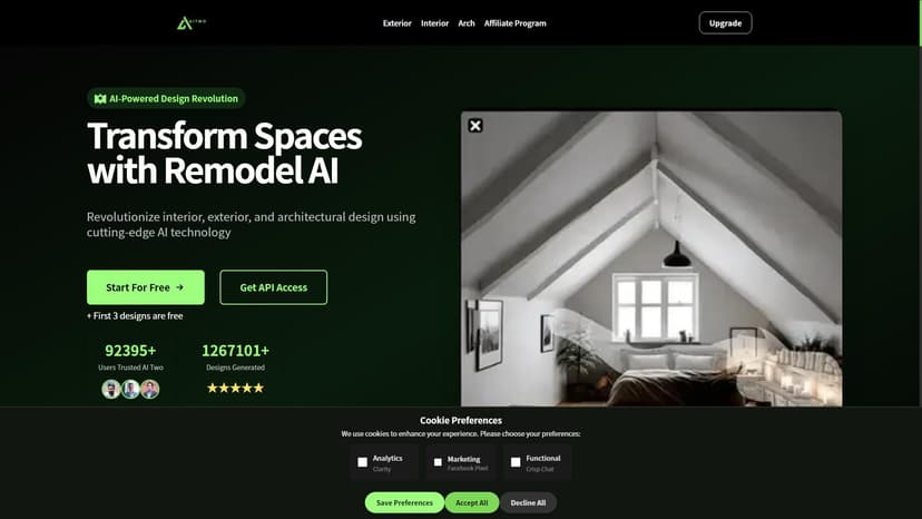 AI Two - "AI Two：AI房屋装修设计平台"，覆盖室内外房屋设计和AI建筑生成。