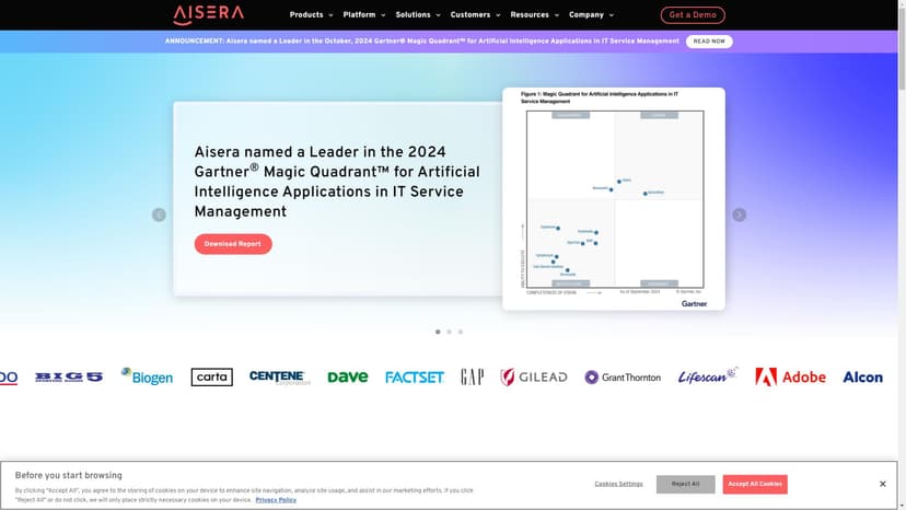 Aisera - Aisera的Agentic AI Copilot是AI助手平台，旨在帮助企业加速业务增长、提高效率和降低成本。该工具提供了多个功能，如智能搜索和代理支持等，以满足不同类型的商业需求。