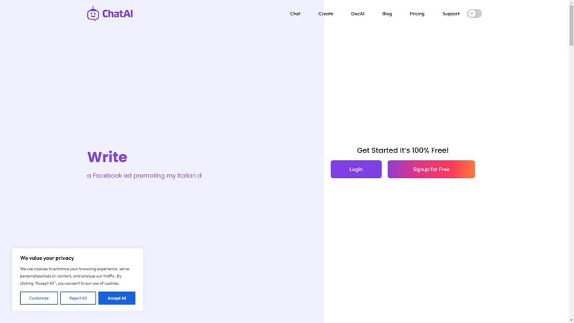 ChatAI - ChatAI是一款集AI聊天、图像生成和文本编辑于一体的全能型工具，提供了六个不同的AI模型供用户使用，并且支持无限创意合作。