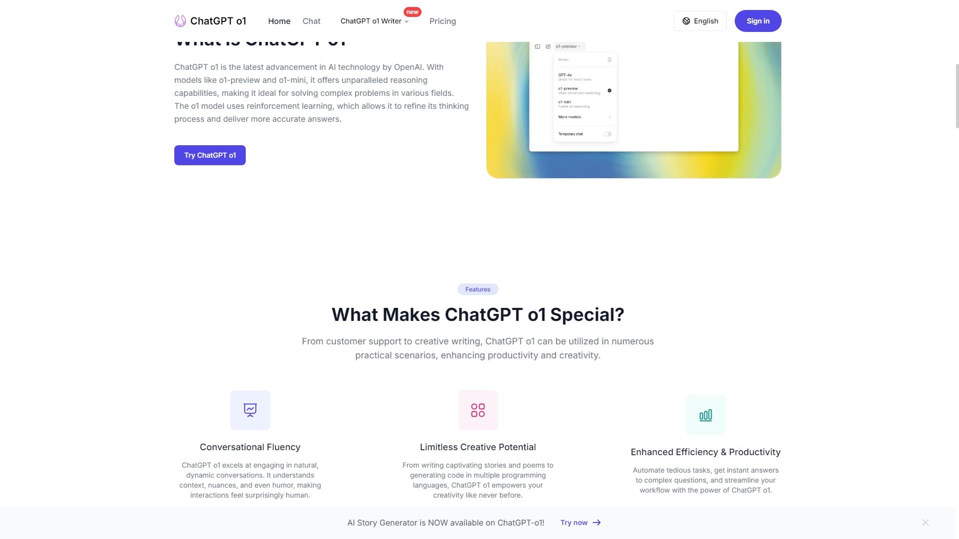 ChatGPT o1 预览：人工智能对话的未来。