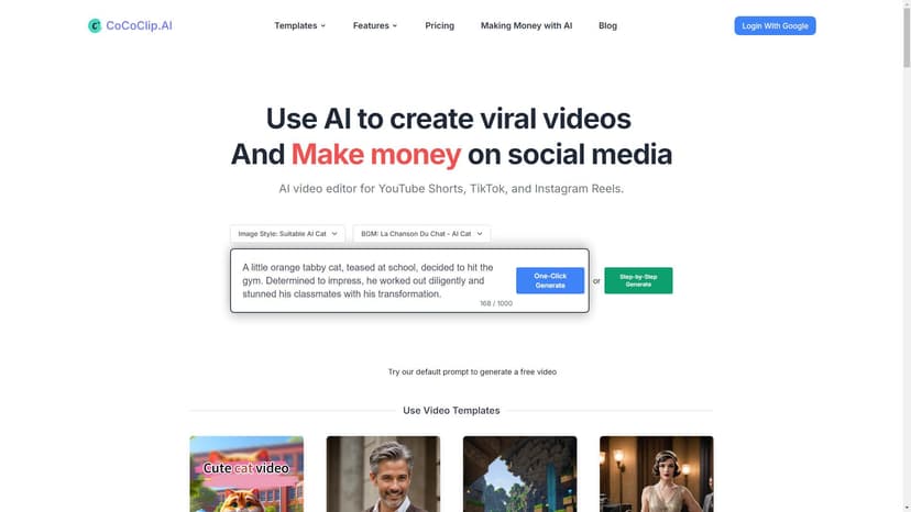 CoCoClip.AI - CoCoClip.AI是一款专为YouTube Shorts、TikTok和Instagram Reels而设计的AI视频编辑工具，帮助用户轻松创建引人注目的内容。
