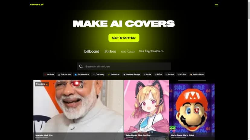 Covers AI - 使用 Covers AI 可以轻松创建自定义 AI 语音歌曲翻唱，选择歌曲、声音，然后让我们的 AI 处理剩余部分。