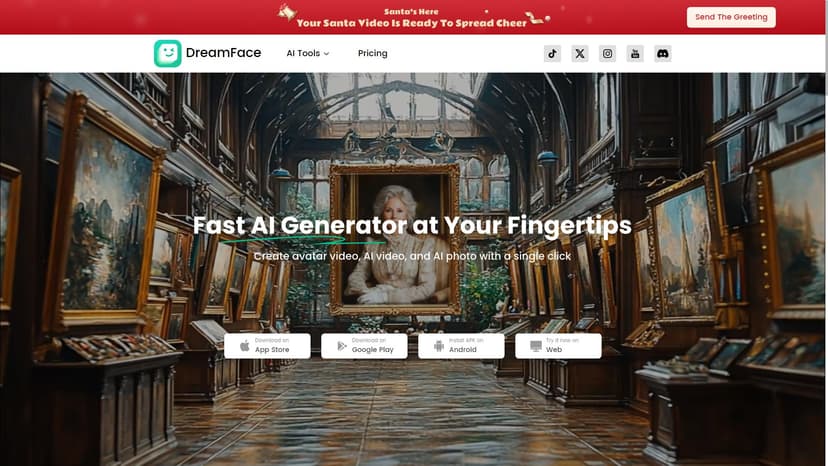 Dreamface - Dreamface是一个全能型的AI工具，能够轻松地创建头像视频、AI视频和AI图片。无需任何编程知识，您可以通过单击按钮来完成任务。