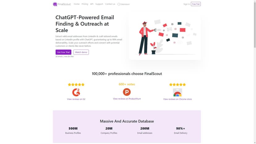 finalscout.com - 快速提取职业邮箱，匹配LinkedIn个人信息，邮件送达率保证98%。
