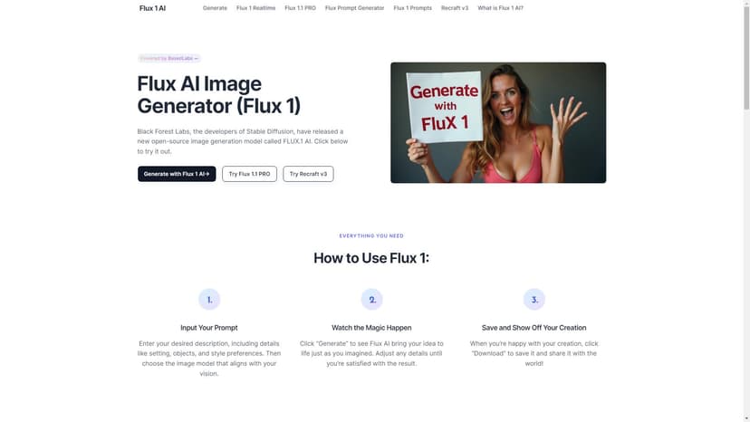 Flux 1 - Flux 1 AI，免费AI图像生成器。