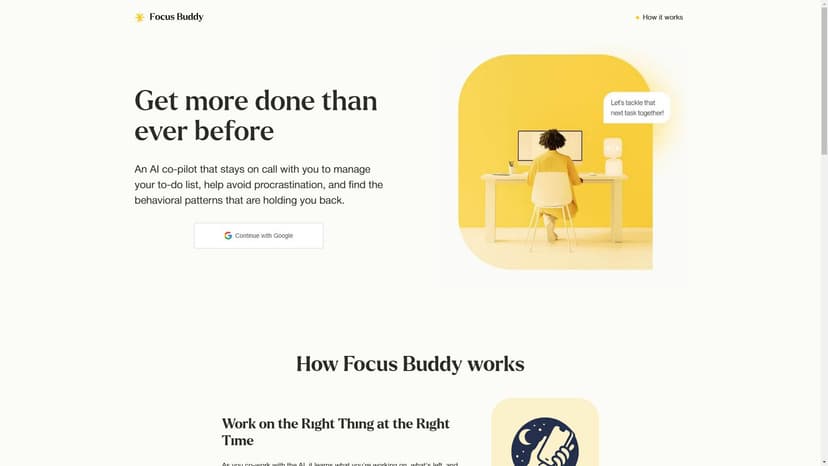 Focus Buddy (YC S24) - AI助手提升专注力，提高工作效率。