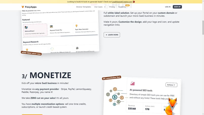 Build & Monetize AI Tools - 使用我们的无代码生成器创建自己的AI工具套件，解决特定领域的问题，并从中赚钱。