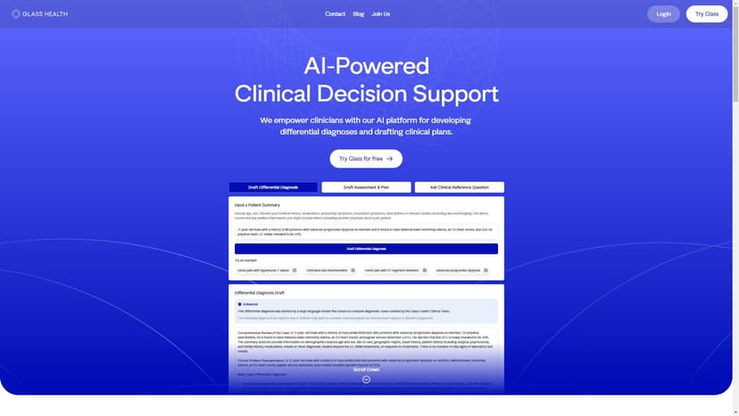 Glass.health - "AI智能临床决策支持平台，助力医生实现精准医疗。"