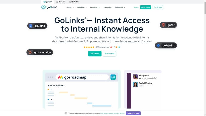 GoLinks - GoLinks是一款革命性的信息访问和共享工具，通过生成式人工智能提供安全、直观的短链接。它是知识探索的新兴力量。