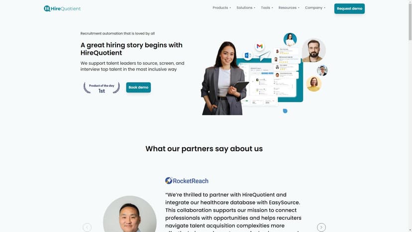 HireQuotient - HireQuotient是一个全方位的招聘自动化平台，旨在简化非技术领域人才招聘流程。它提供了从头到尾的人才获取、筛选和面试解决方案。