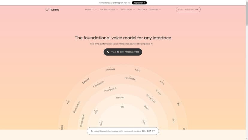 Hume AI - Hume AI是一个情感智能的多模态人工智能研究实验室，致力于构建具有情感智慧的人工智能。体验我们的API：https://demo.hume.ai。