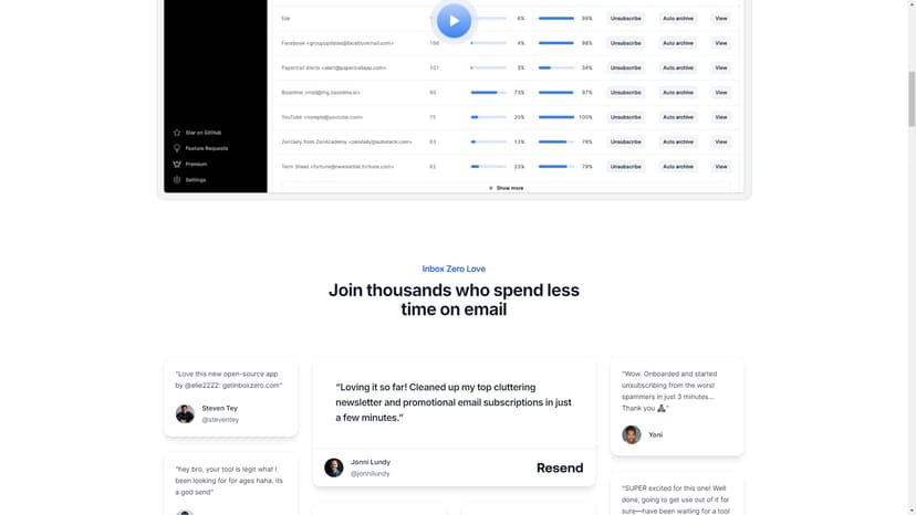 Inbox Zero - Inbox Zero是一款专注于邮件管理的AI个人助手，可以帮助你快速达到收件箱零状态。通过自动化、批量取消订阅和阻止冷邮件等功能，你可以轻松地保持收件箱整洁。