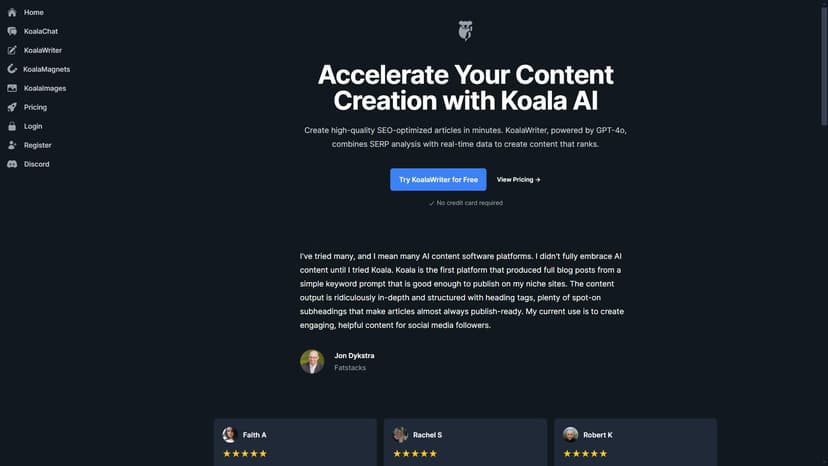 Koala AI - Koala AI提供最先进的AI写手及聊天机器人，帮助用户快速生成高质量内容并与人们进行自然流畅的对话。