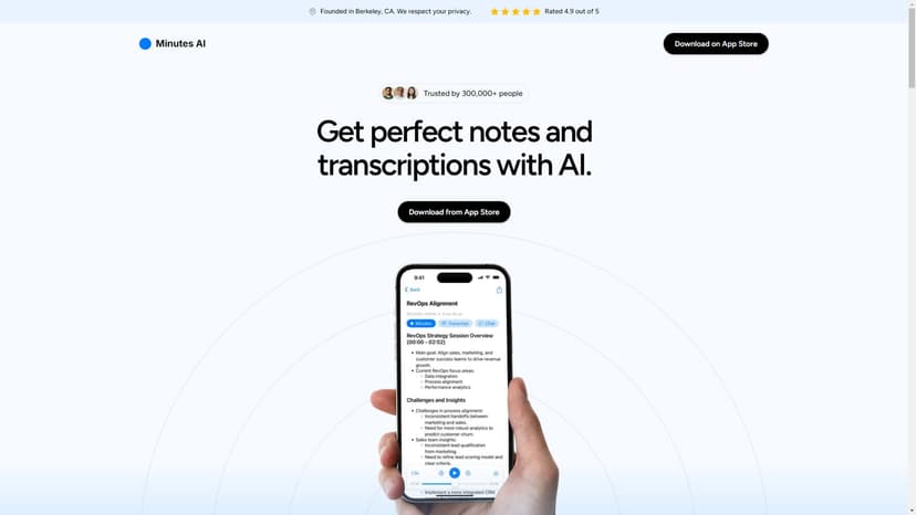 Minutes: AI Meeting Notes & Transcripts - 快速自动记录会议信息，AI语音转换方便高效。