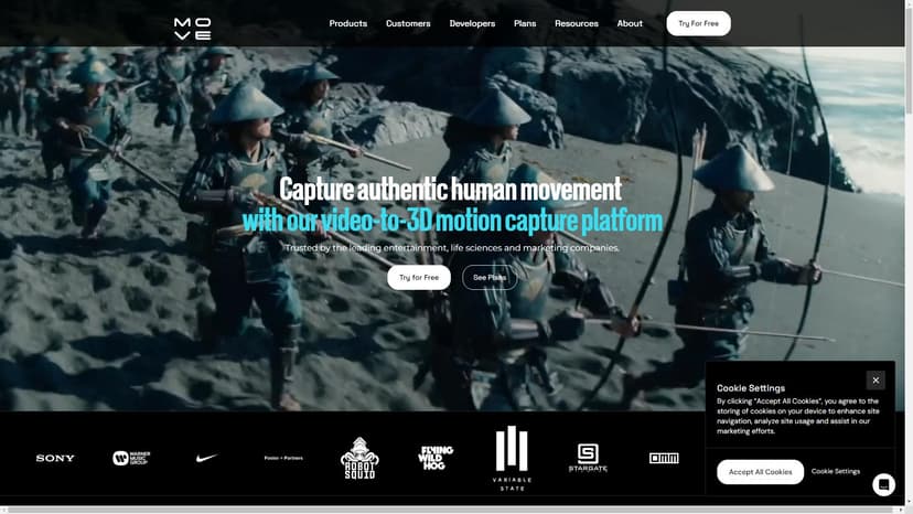 Move AI - Move AI是一款基于单个或多个相机的完全无标记、高质量运动捕捉工具，旨在推动对人类运动在虚拟世界、机器人和智能摄像头等领域的理解。