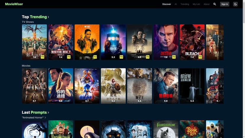 MovieWiser - MovieWiser：基于心情的智能电影和剧集推荐工具，轻松找到在线观看平台。