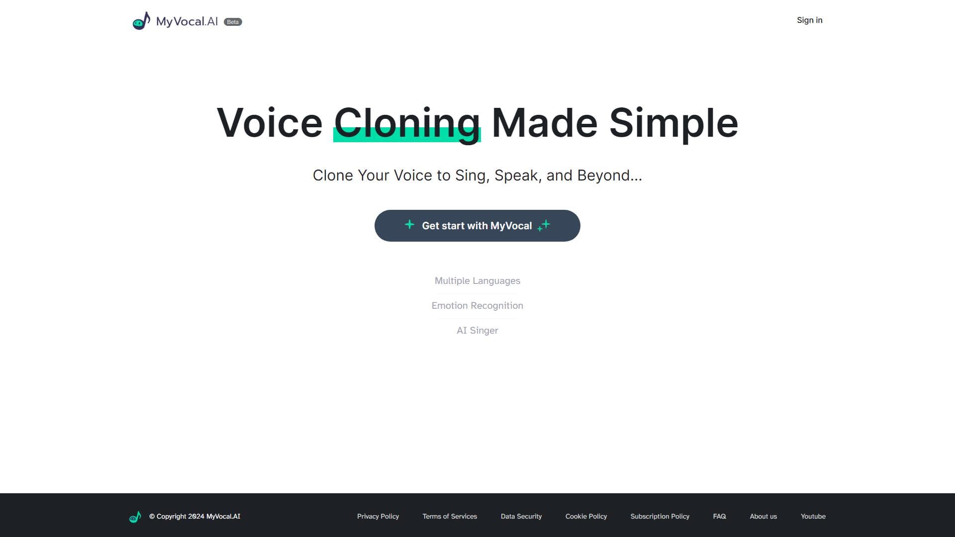 MyVocal.ai：快速、易用的音频克隆工具