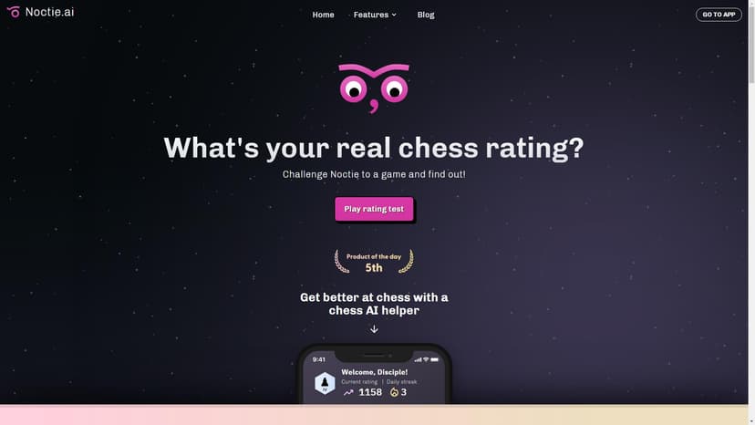 Noctie.ai - Noctie.ai是一个基于人工智能的国际象棋教练，旨在帮助你提高你的国际象棋水平。