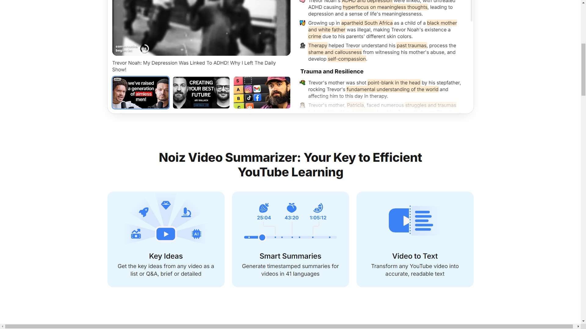 YouTube 视频总结器 AI | Noiz
