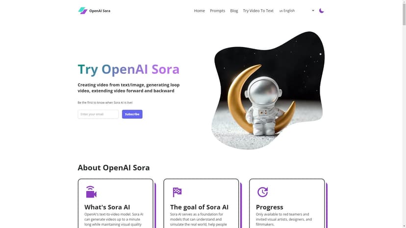 OpenAI Sora - 使用Sora AI技术从文本或图像中生成视频，支持循环播放、前后延伸功能。