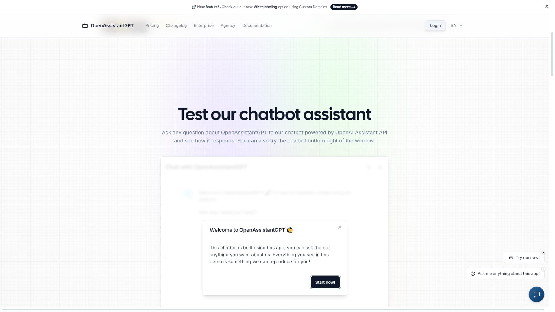 OpenAssistantGPT - Build your own AI chatbot with no code.