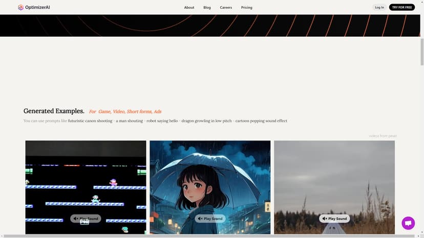 OptimizerAI - OptimizerAI是一款AI音效生成工具，旨在为创作者、游戏开发者、艺术家和视频制作人员提供高质量的音效素材。通过该工具，您可以轻松地生成各种类型的声音效果，无需花费数小时寻找合适的音频。