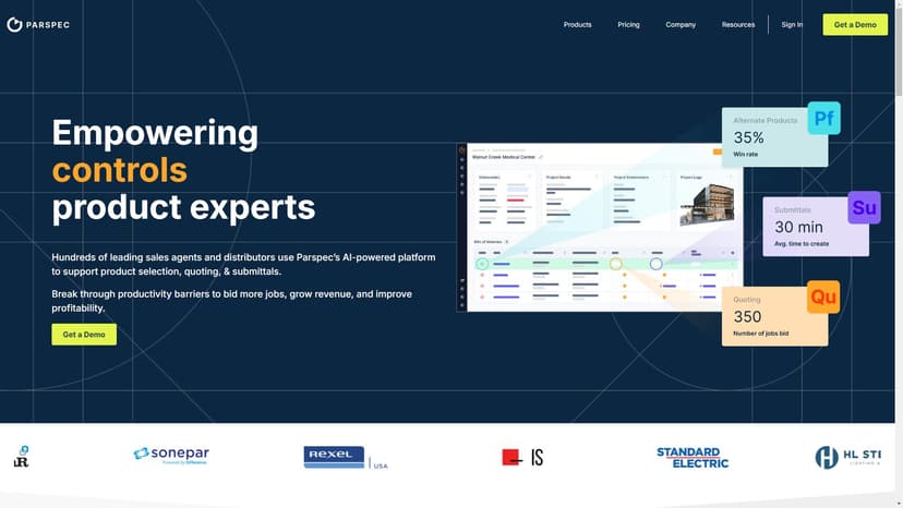 Parspec - Parspec 是一款基于 AI 的解决方案，旨在帮助组织提高工作效率、增加销售机会和改善盈利能力。通过 Parspec，您可以轻松地进行产品选择、报价和提交，从而打破生产力瓶颈并实现业务增长。