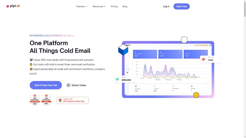 Pipl.ai - Tired of inefficient cold outreach tools? Discover a game-changing solution that guarantees superior deliverability, limitless email integrations, and AI-powered personalization.