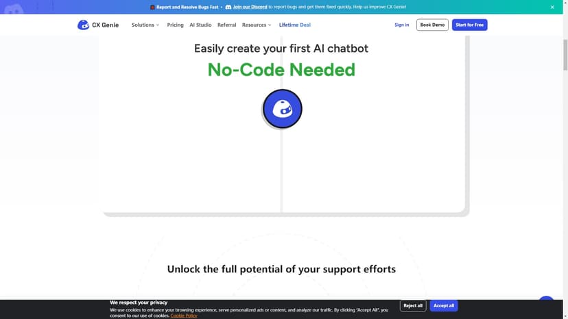 CX Genie - CX Genie 是一个无代码的 AI 解决方案，旨在帮助企业改善客户支持体验。通过集成工具，可以实现个性化交互、提高效率并带动销售增长。