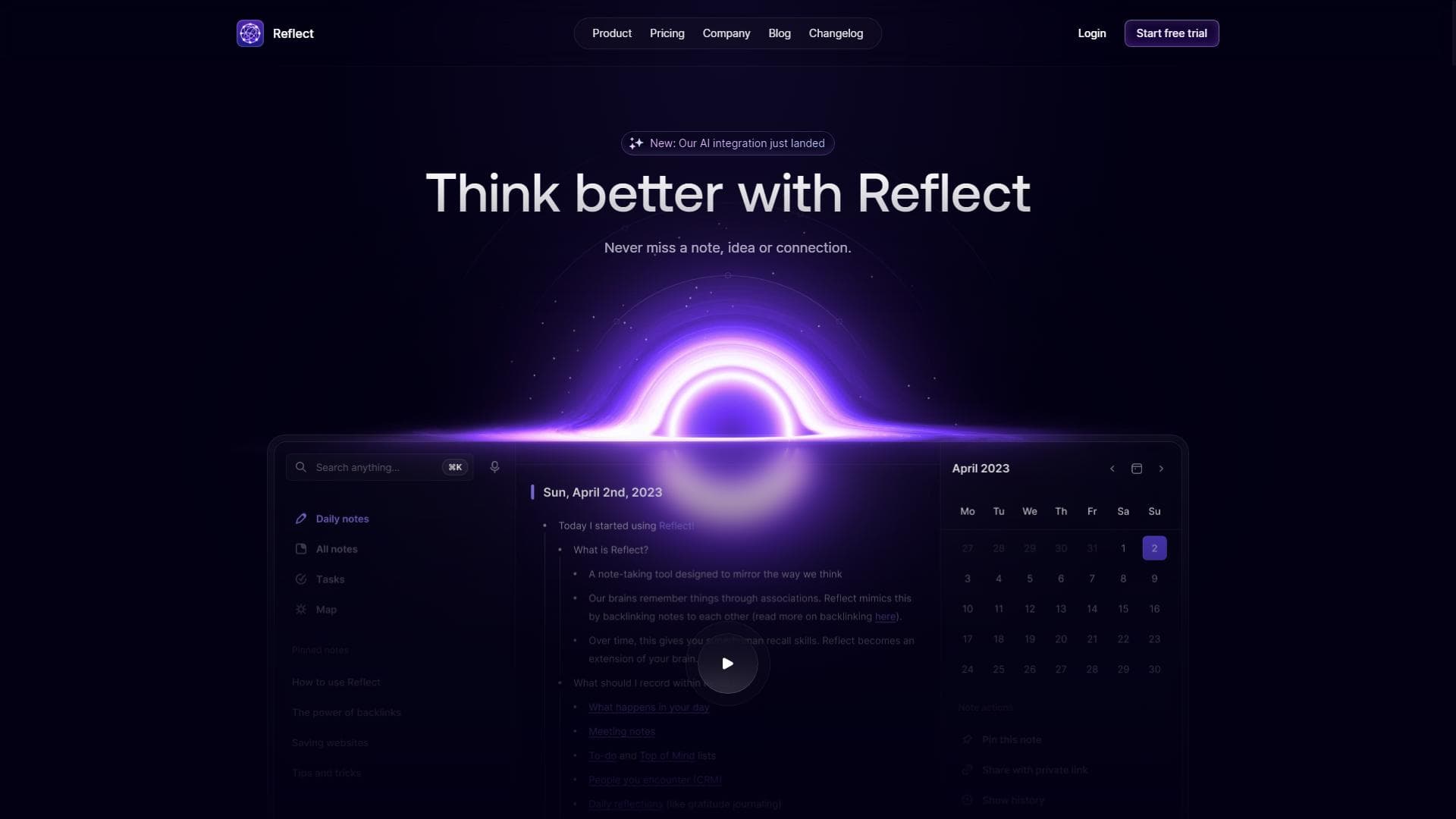 Reflect Notes：一个美观简约的笔记应用，带有原生AI集成