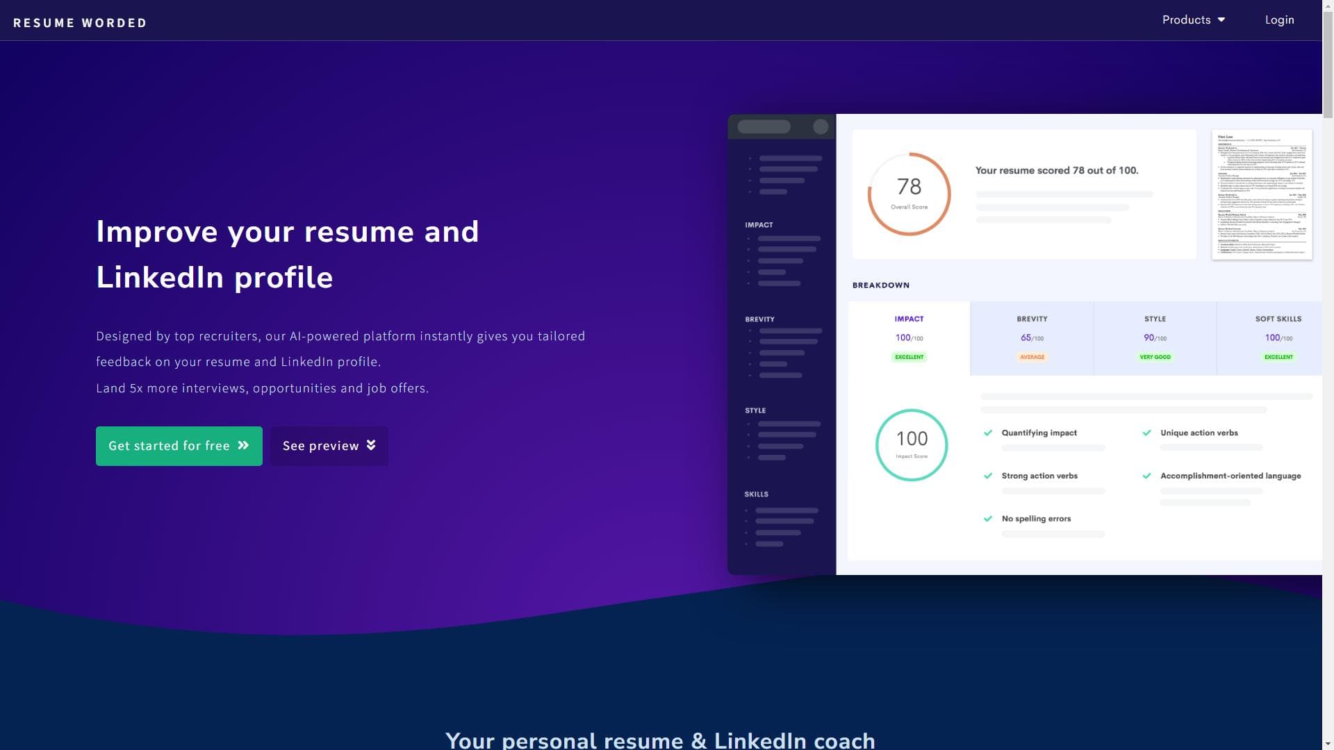 Resume Worded - Instant Resume and LinkedIn Grader