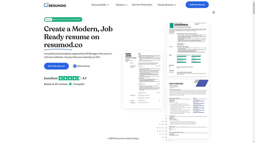 Resumod.co - Resumod.co是一个功能强大的在线简历生成器，提供专业的模板和ATS优化工具，帮助用户快速创建出令人印象深刻的简历。