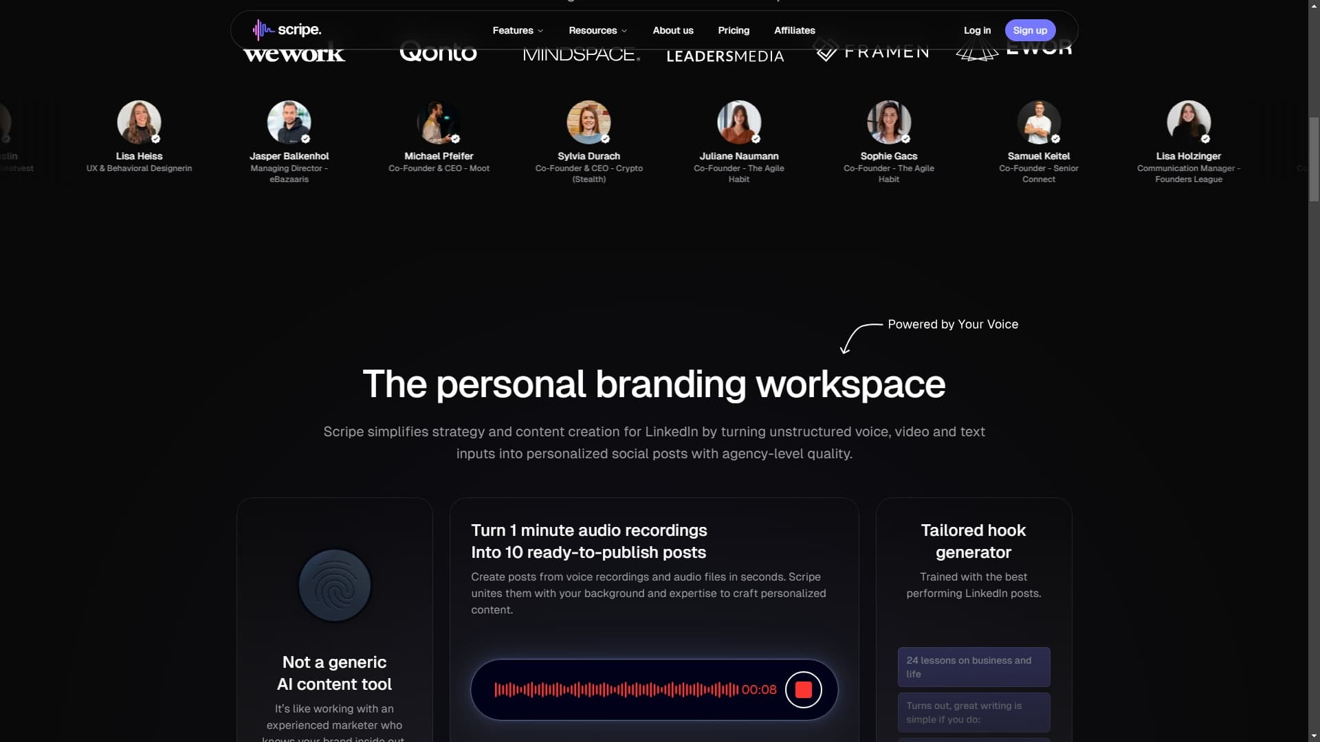 Your LinkedIn personal branding workspace | Scripe