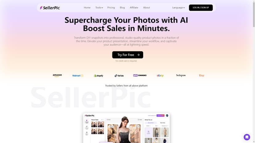 SellerPic - 一键生成AI时尚模特和产品图片，SellerPic让电商更易成功。