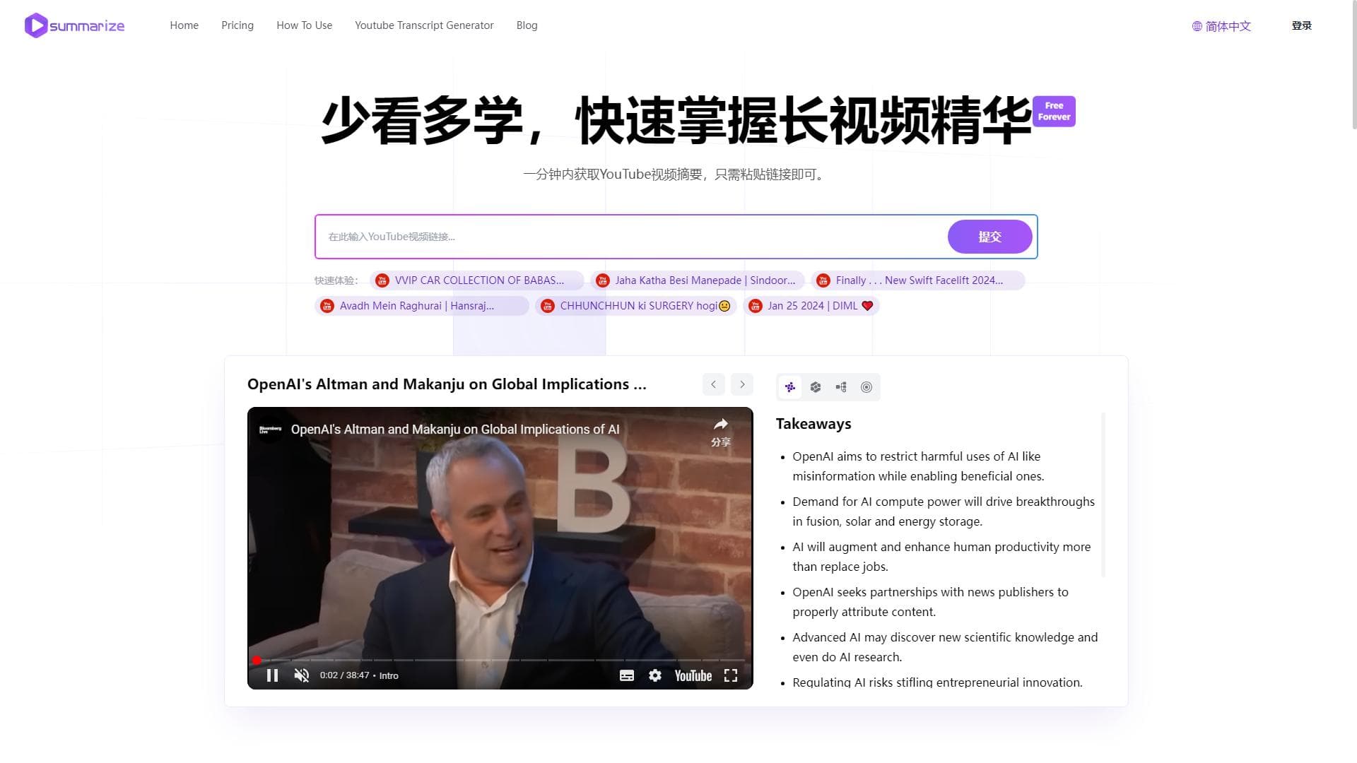 Summarize.ing - 快速的 AI 驱动 YouTube 视频摘要工具