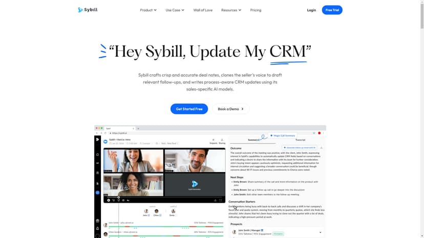 Sybill - Sybill是一款基于人工智能的自动化CRM更新、撰写跟进电子邮件和提供从客户交互中获得的卓越见解的工具。它可以为你的销售团队释放全力，实现更高效的工作流程。