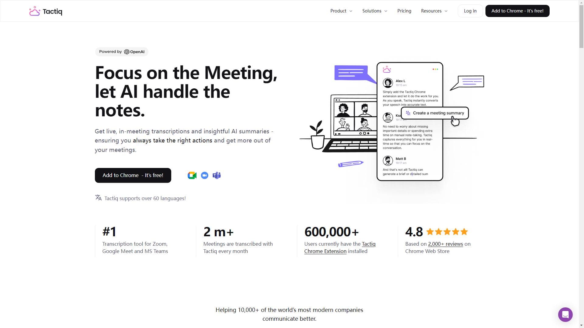 Tactiq.io AI Meeting Transcripts for Google Meet, Zoom & Teams