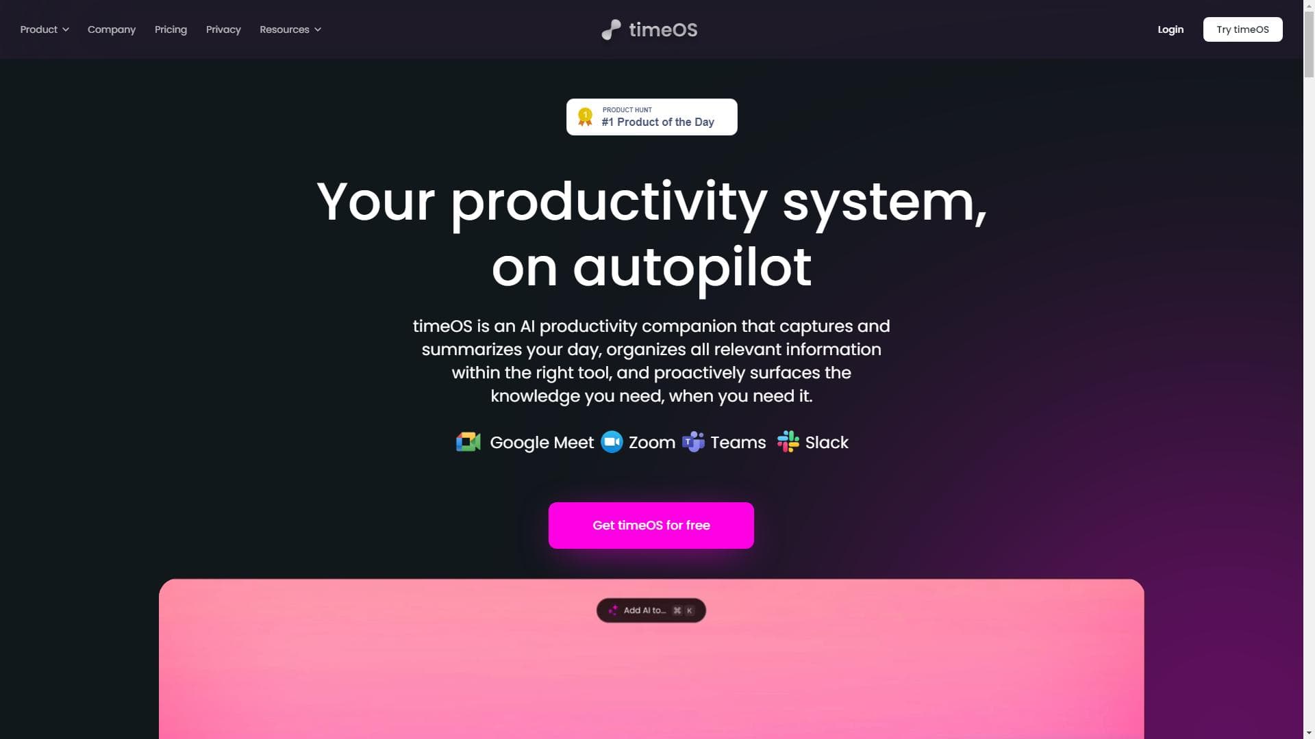 timeOS - 自动化会议记录和任务安排的时间管理 AI