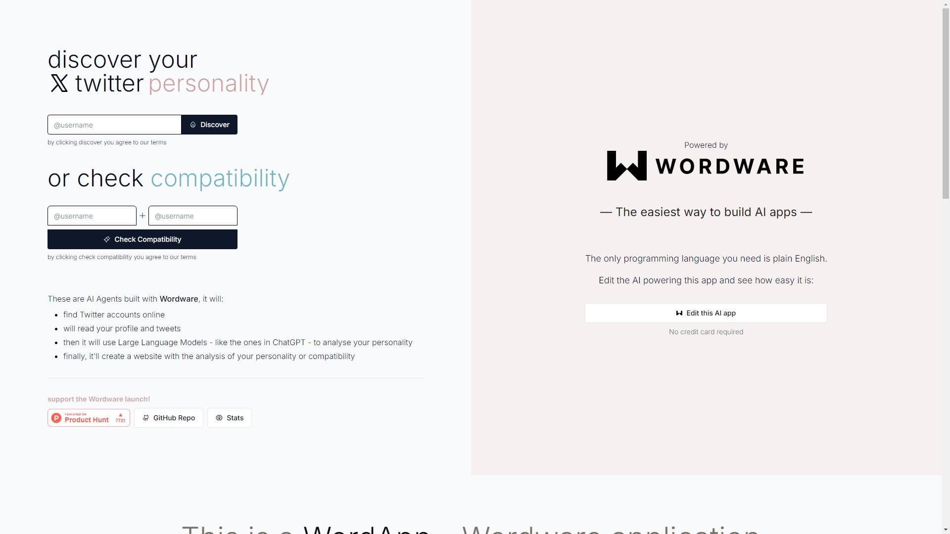 Twitter Personality - AI Agent by Wordware