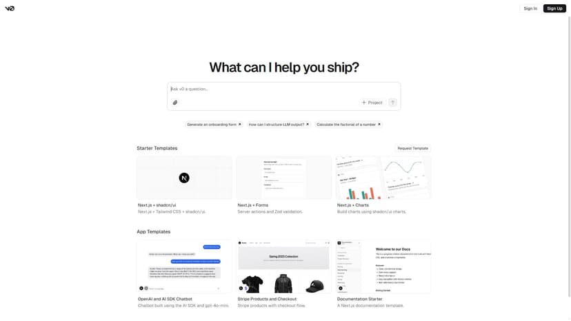 v0.dev by Vercel Labs - v0.dev工具支持通过简单文本提示生成UI，轻松复制、粘贴和部署，交流更便捷。