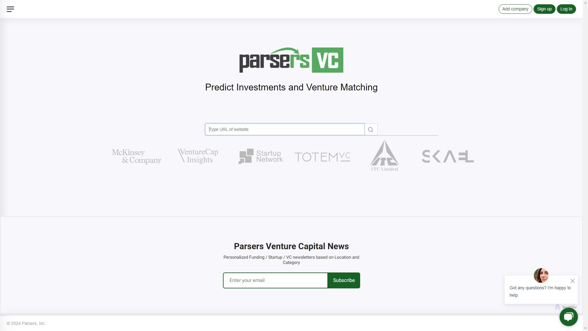 Predict Investments and Venture Matching | Parsers VC