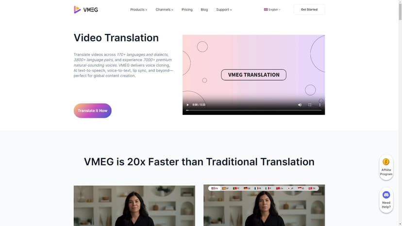 VMEG - VMEG 是一款集成多种功能的 AI 工具，包括语音克隆、AI 文字转语音、语音识别等。它支持超过170种语言，并提供了可靠的翻译服务。