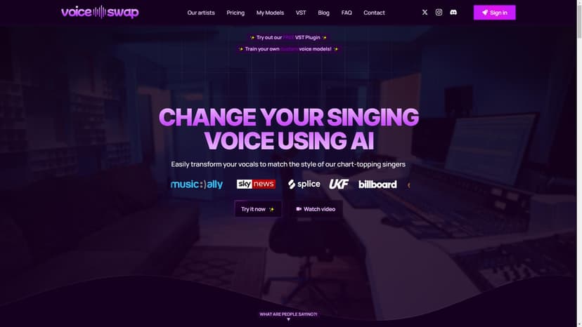 Voice-Swap - Voice-Swap是一款由艺术家开发、专为艺术家打造的AI语音转换工具。它可以轻松地将您的声音与流行歌手的风格相匹配。