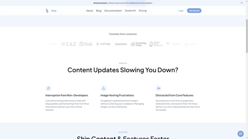Wisp - Wisp是一个专为Next.js开发的无头内容管理系统，无需处理图片或Markdown。通过Wisp，您可以快速更新内容并集成到您的应用程序中。