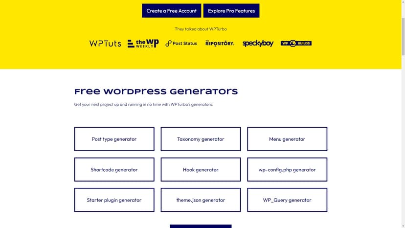 WPTurbo - 快速生成WordPress代码，提升开发效率的工具。