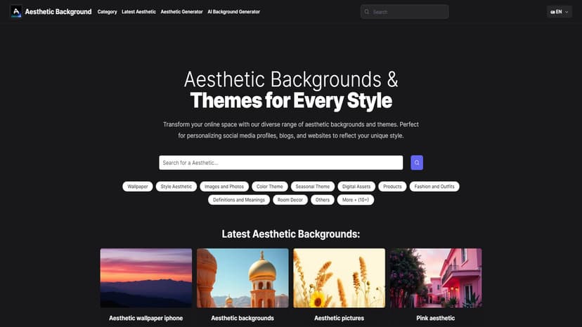 Aesthetic Backgrounds & Themes - 提供多样化的美学背景和主题，帮助用户个性化社交媒体、博客和网站。