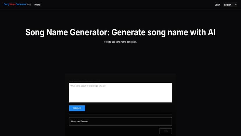 Song Name Generator - 利用AI技术快速生成独特且富有创意的歌曲名称。