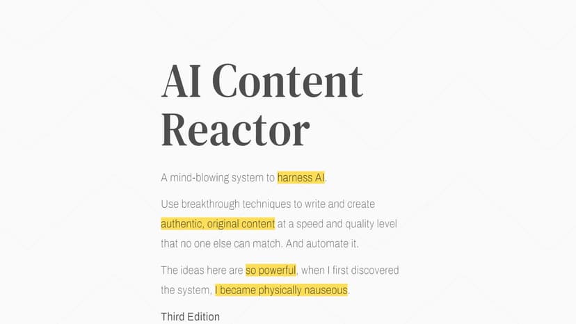 AI Content Reactor - AI Content Reactor 是一个革命性的系统，利用突破性技术快速生成真实、原创的内容。